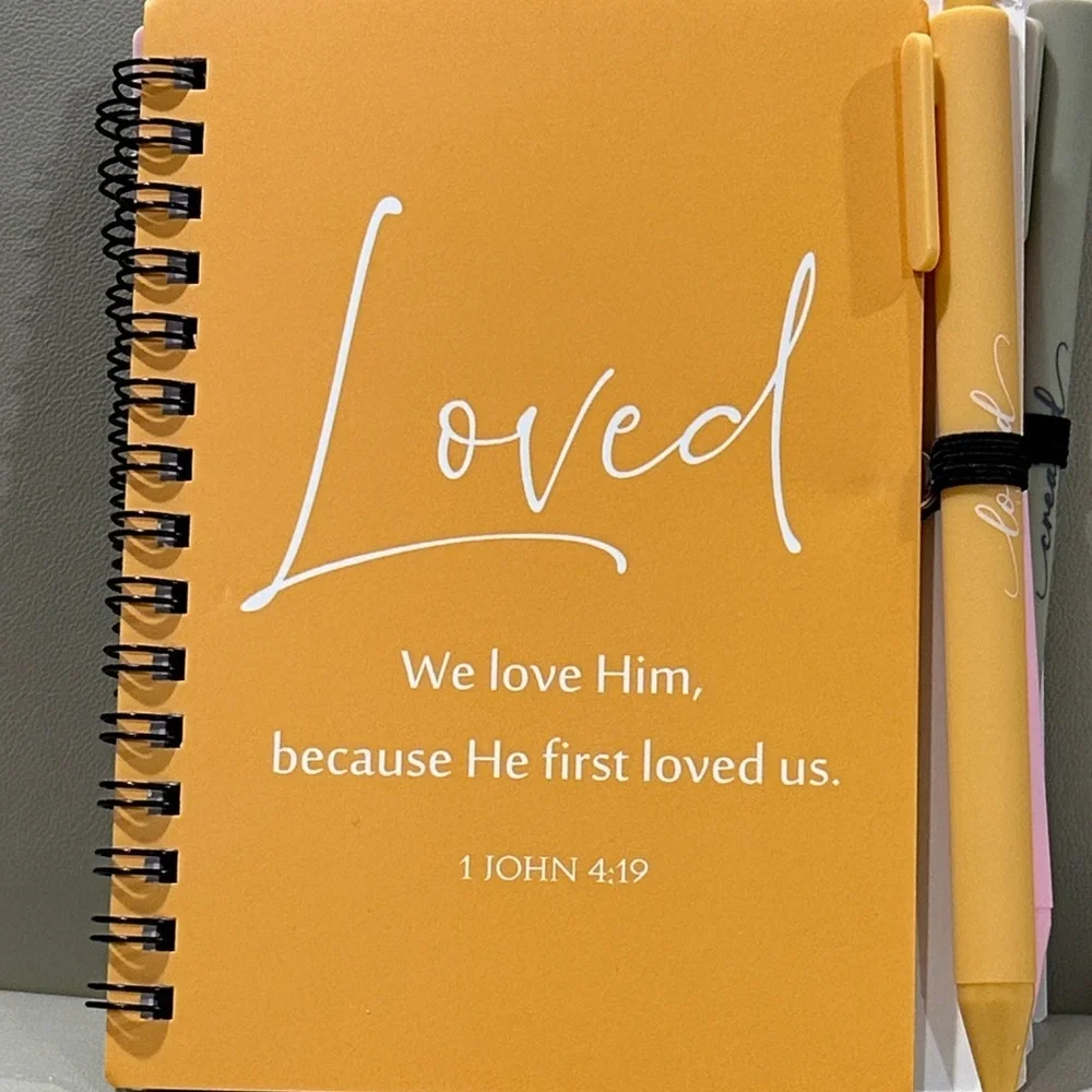 Bible Verse Notebook Trio & Pens Loved - John Brave - Joshua Created - Genesis